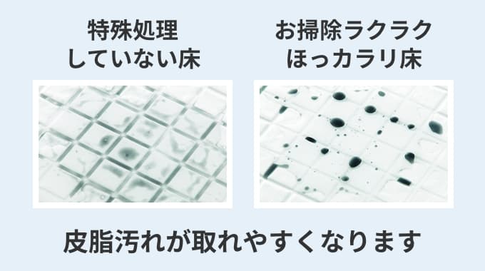 皮脂汚れと床の間に水が入り込む