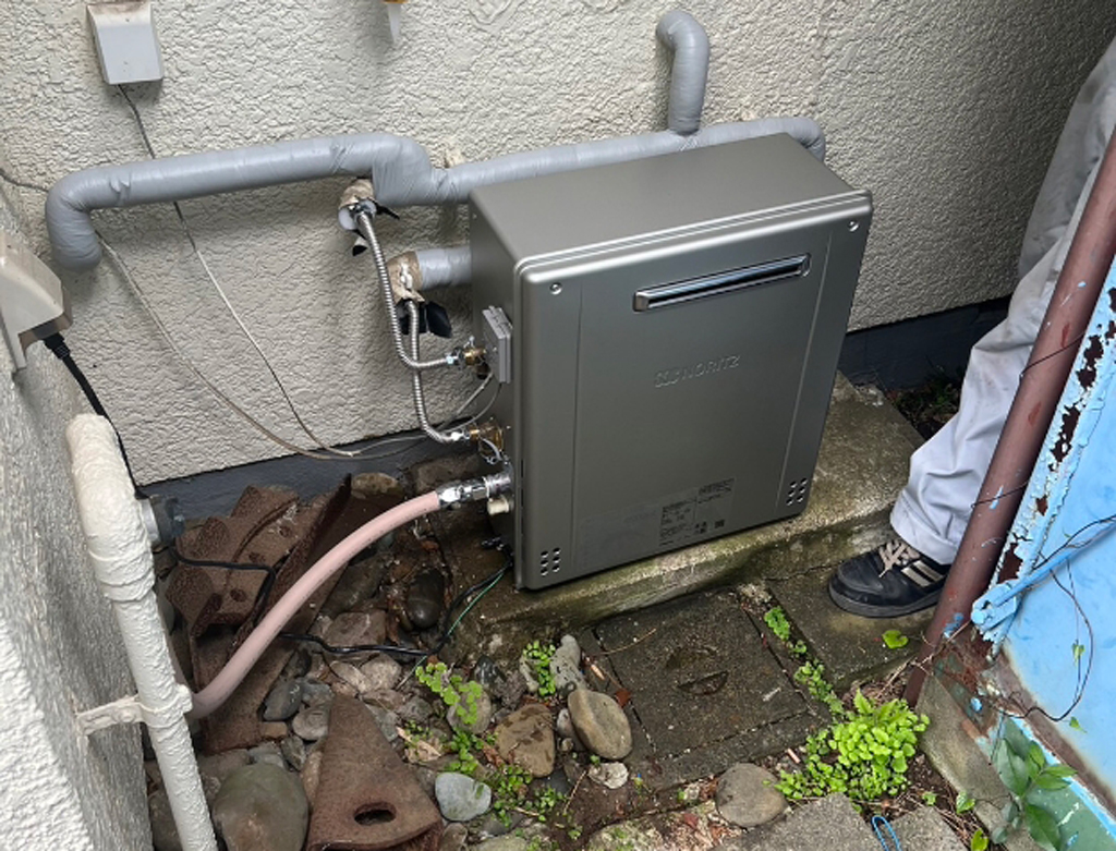 12年間使用のガス給湯器を「ノーリツ」の省エネモデルに交換した工事　神奈川県横浜市