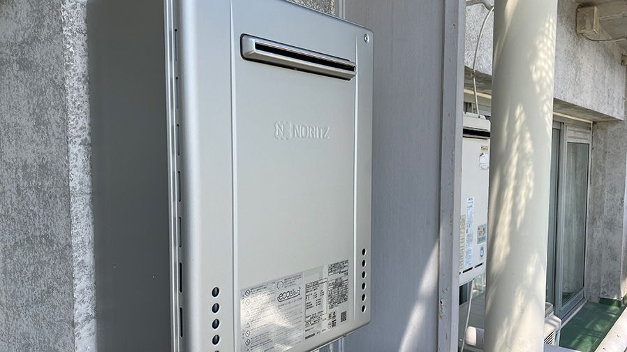マンションのベランダ修繕工事が始まる前に給湯器を交換！キッチン水栓の状態も確認　川崎市中原区